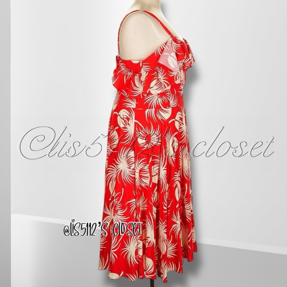 Trashy Diva Hollywood Circle Polka Dot Palm Print Rockabilly Retro Dress Sz 24 - Picture 3 of 13